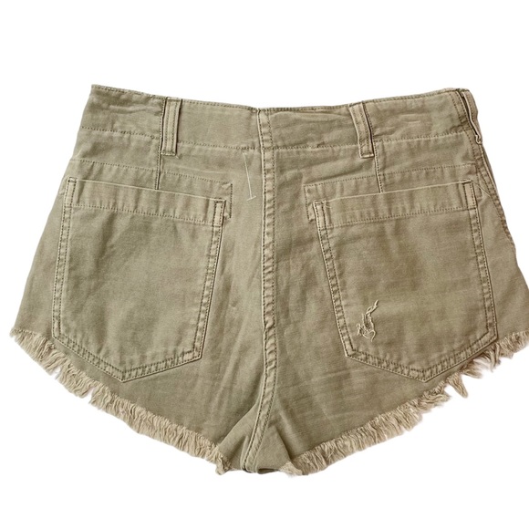 Free People High Rise Front Button Cut-Off Shorts with Unfinished Hem - Picture 6 of 10